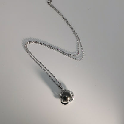 Natural Black Saltwater Pearl Tahitian Cultured Pendant S925 Silver Moissanite Necklace
