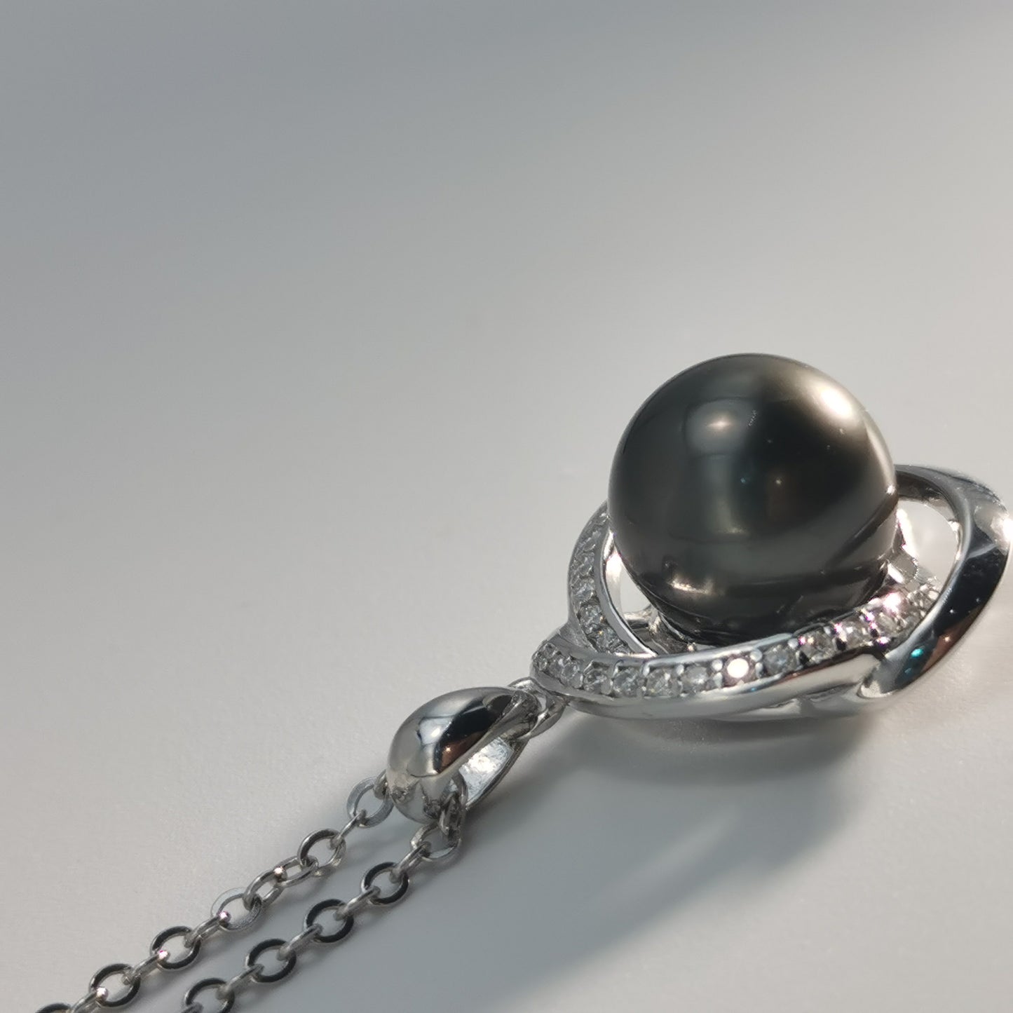 Natural Black Saltwater Pearl Tahitian Cultured Pendant S925 Silver Moissanite Necklace