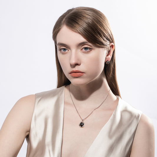 Natural Black Saltwater Pearl Tahitian Cultured Pendant S925 Silver Moissanite Necklace