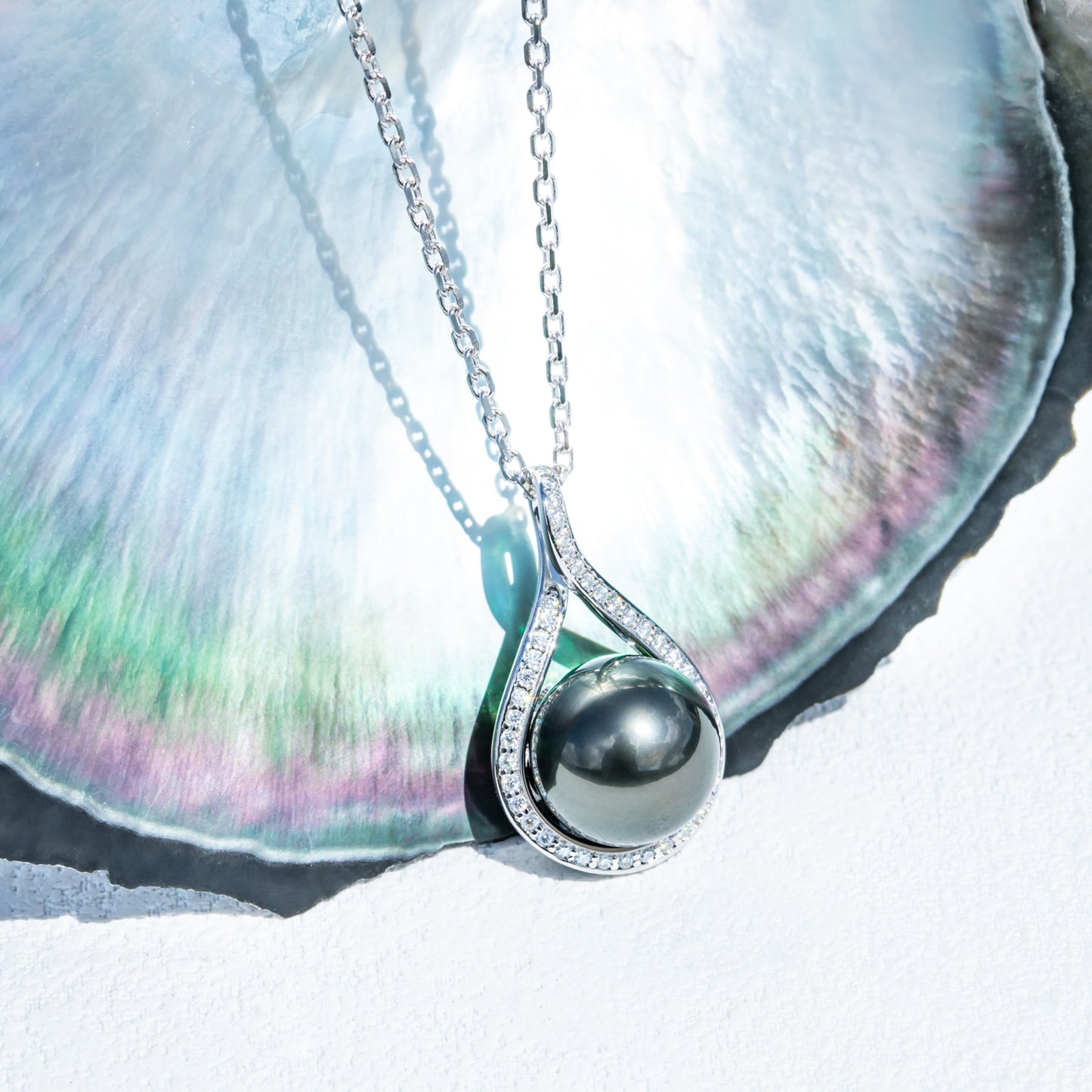 Tahitian Saltwater Real Black Pearl Moissanite Pendant S925 Silver Necklace