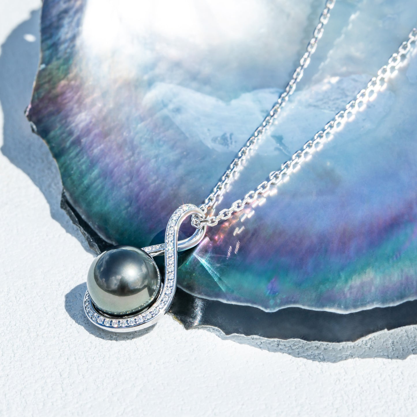 Tahitian Saltwater Real Black Pearl Moissanite Pendant S925 Silver Necklace