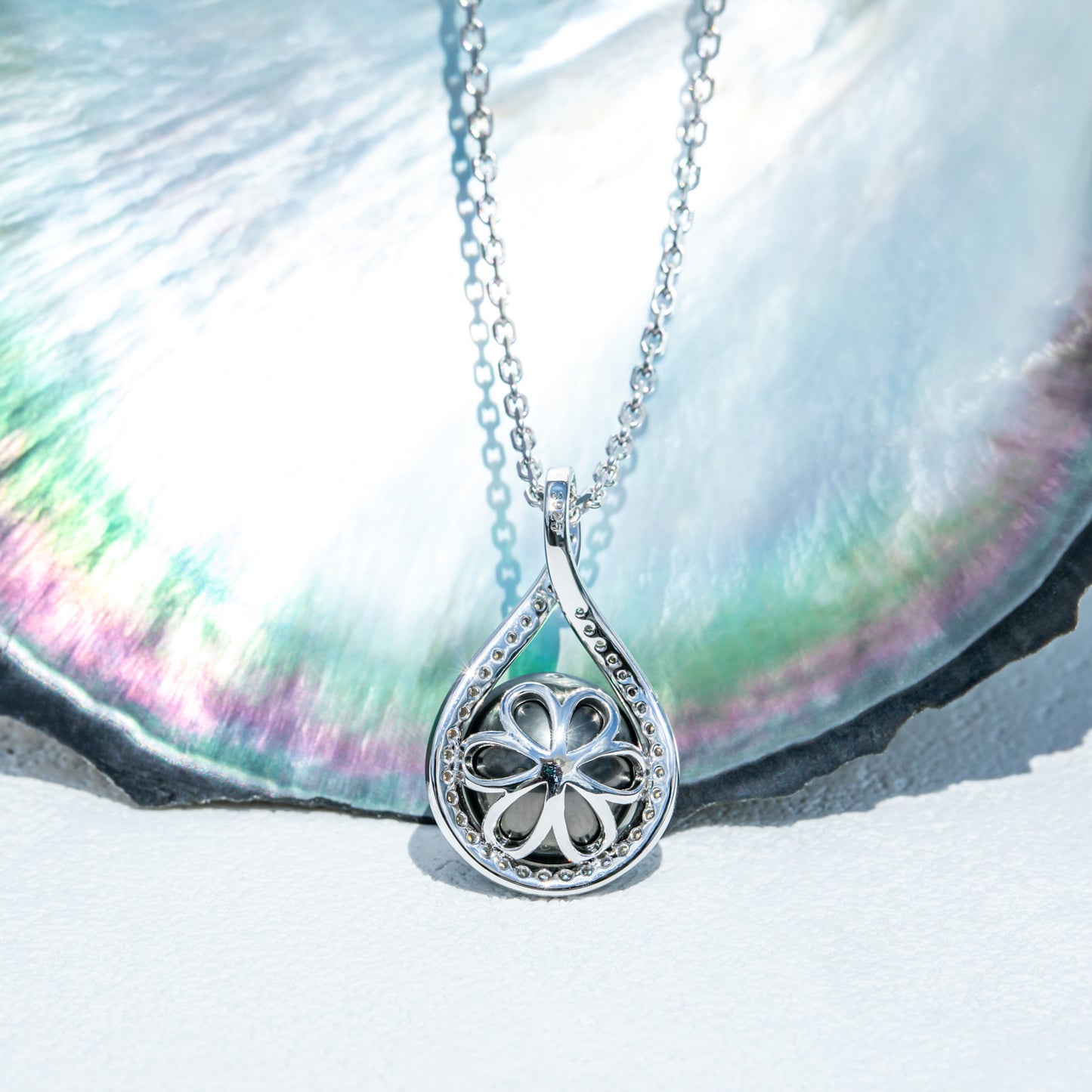 Tahitian Saltwater Real Black Pearl Moissanite Pendant S925 Silver Necklace