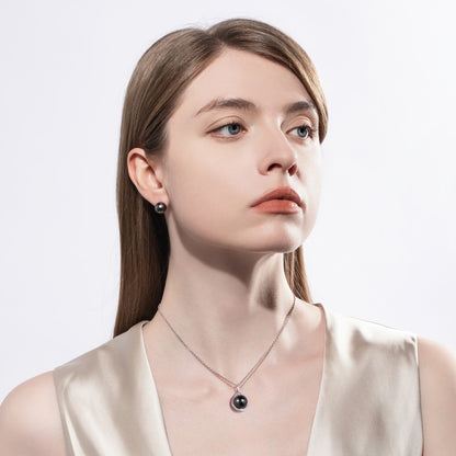 Tahitian Saltwater Real Black Pearl Moissanite Pendant S925 Silver Necklace