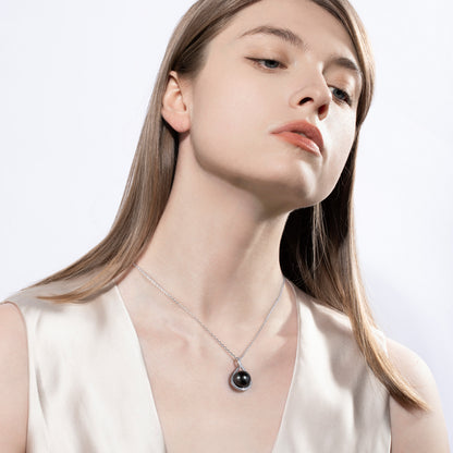 Tahitian Saltwater Real Black Pearl Moissanite Pendant S925 Silver Necklace