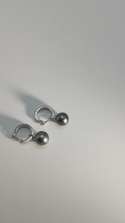 Tahitian Saltwater Real Black Pearl Ear Stud Two-way Usage S925 Silver Moissanite Earrings