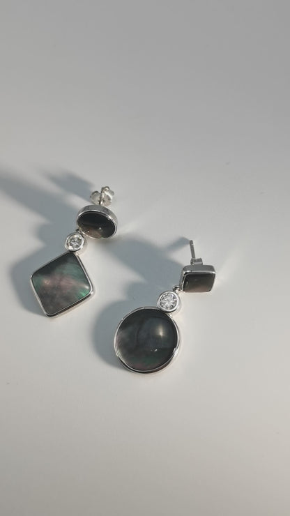 Tahitian Black-lipped Pearl Oyster Shell AB Style S925 Silver 18K Gold Moissanite Earrings