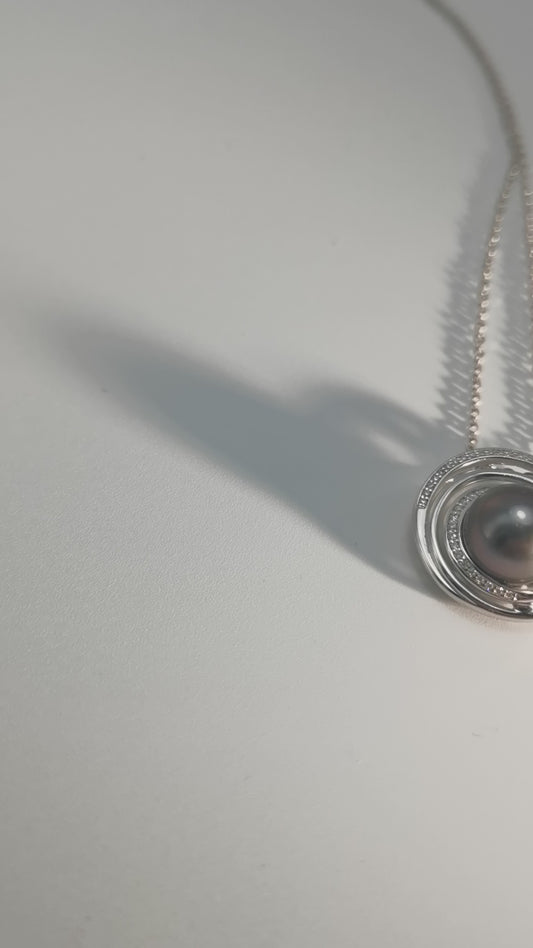 Natural Real Tahitian Black Saltwater Pearl Pendant S925 Silver Moissanite Necklace